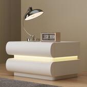 新奶YBR款 简卧室实木床边收皮纳储 家用网红油白色床头柜质意极式