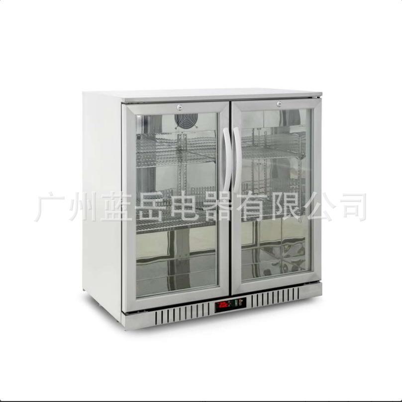 两门桌上型冷柜蓝光玻璃啤酒展示柜不锈钢冷藏柜风冷吧台