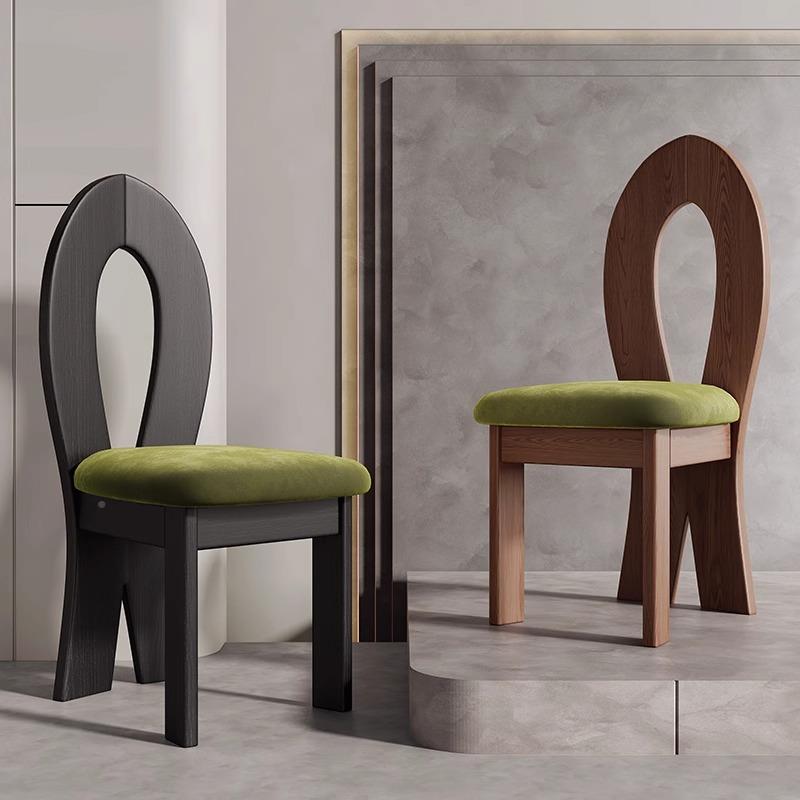 法式BLD复古风实木餐椅家餐用人鱼椅餐靠厅饭吃椅子梳妆椅软包背