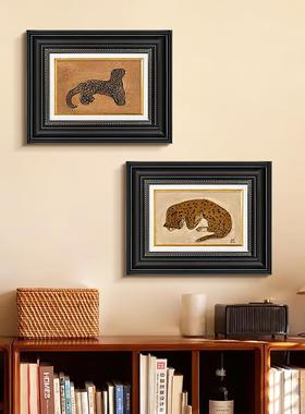 金钱豹装饰画式设计师TNL中古挂画法常玉卧室床式壁画新中餐厅头