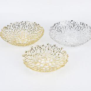 创意桌面摆件收合金镂空果盘家居客摆厅茶TR1562几玄关金纳件色酒