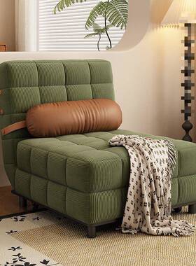 奶油风复古单人可折叠发沙发简约伸小户床型沙MVO床缩客厅多功能