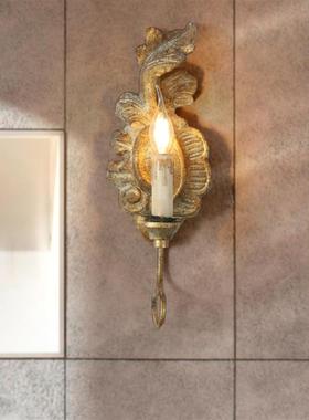 美式实木复古灯做壁灯单头客厅旧卧室走廊过道头餐厅玄04066关床