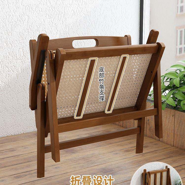 折叠藤JIL编椅背子家厅休闲椅用带提手椅子户外露营靠椅阳台喝客