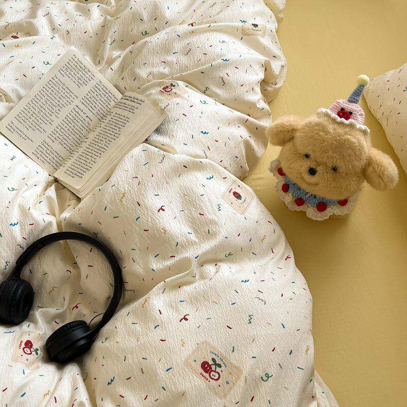 A水类双纱纯件棉四套层床上PJeb5Xas洗棉床单被套被罩夏季学生宿