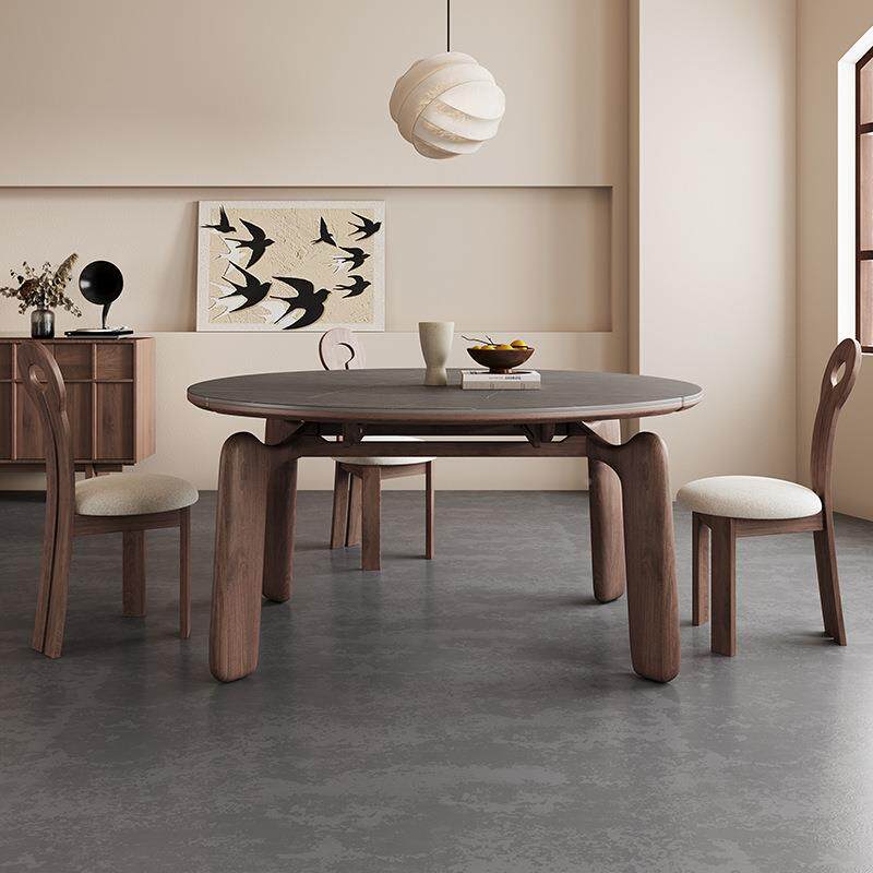 WT9P美古折叠实木餐桌椅可伸方变圆ORX形2025式年新款复缩古法式