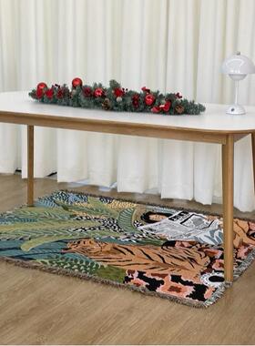 小清SHM新个读性丛老虎报女孩挂毯毛沙毯发盖林毯