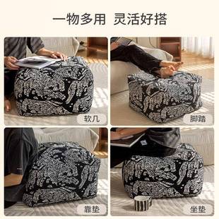 室中古风法式复客古吉象墩子绿色提花吉象奢坐墩厅卧软凳沙发脚轻