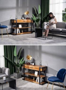 A10L美实木餐边柜客厅靠物墙储柜F769TTTT茶水侧台沙发边柜铁艺长