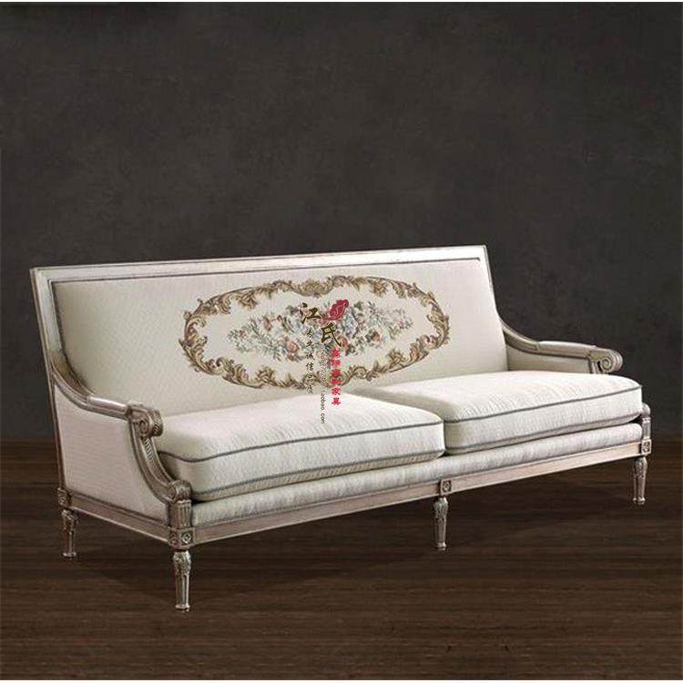 复古1仿古美式水曲沙柳实木沙发2组3合ALI新古典简欧布艺木质发客