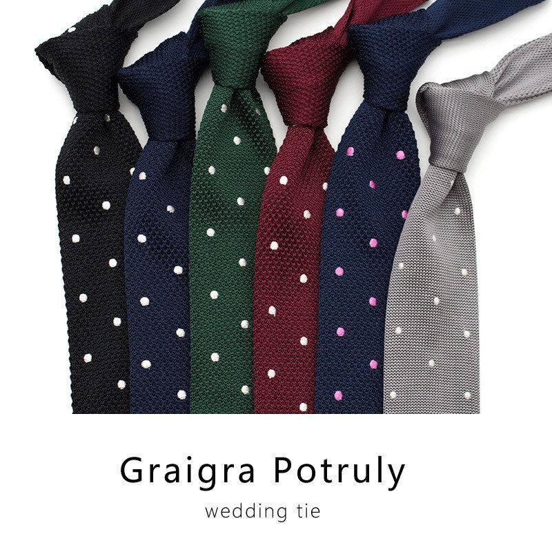 针织领带5公分窄版黑色复古藏青色休闲英伦刺绣波点韩版平头酒红