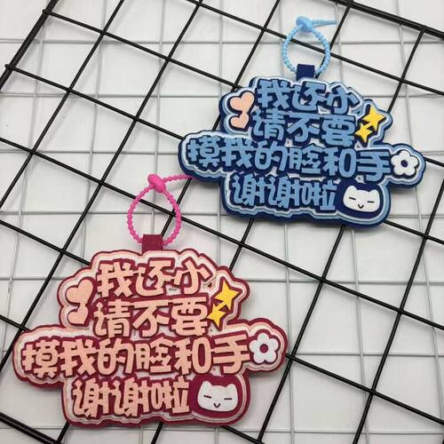 请不要摸我的脸和手宝宝推车挂牌宝妈嘴替遛娃织布挂件钥匙扣吊饰