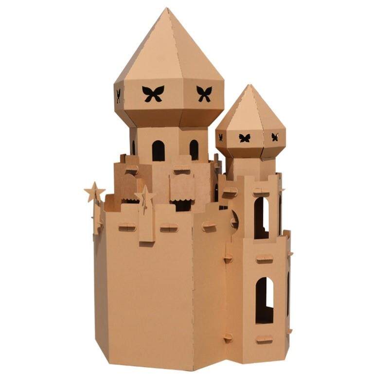 适配纸板屋儿童diy手工室内帐篷游戏屋纸板城堡房子大公主房纸箱