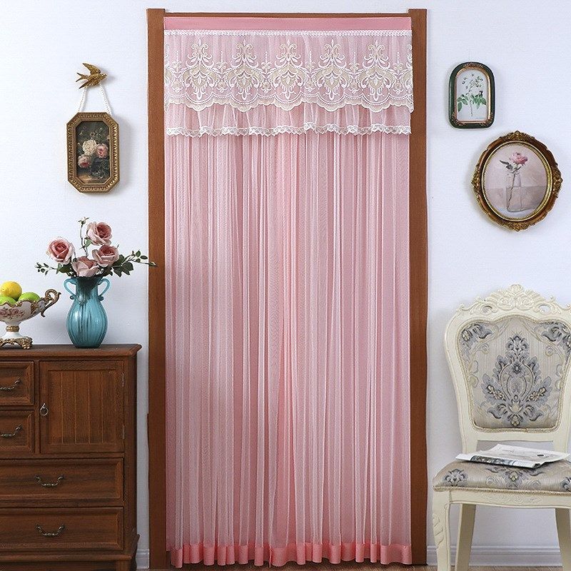 帘幔门帘双层家用法式免打孔夏季防蚊纱帘客厅过道蕾丝隔断帘白色,居家布艺,门帘,淘宝优惠券,粉丝福利购,淘宝优惠卷
