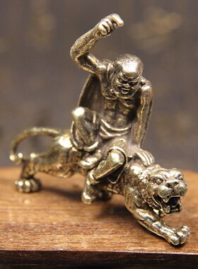 爆款实心黄铜伏虎罗汉摆件镇守家宅铜像十八罗汉弥勒尊者桌面供摆