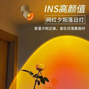 网红夕阳落日射灯玄关明装筒灯可调角度聚光洗墙灯装饰画氛围灯