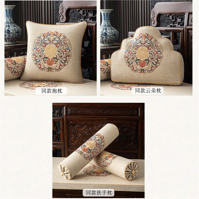 新中式实木沙发垫罗汉床垫子五件套红木双面冬夏两用座垫四季通用