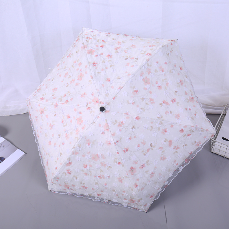 太阳伞防晒防紫外线蕾丝伞两用雨伞五折轻小O便携折叠双层遮阳伞