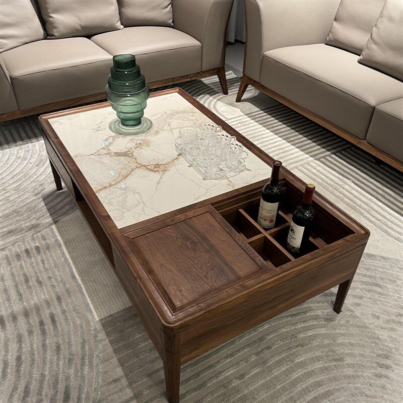 新中式北美黑胡桃木家用客厅轻奢高级感真皮沙发实木沙发组合定制