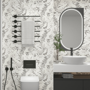 化妆室壁纸自粘法式燕子浴室防水防潮厕所贴纸厨房专用瓷砖壁纸贴