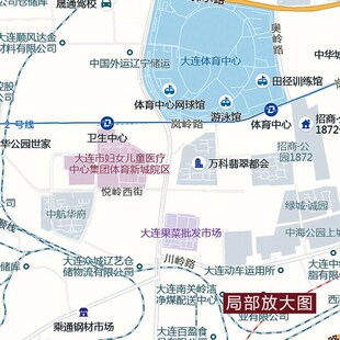 2024新款大连市区地图贴图办公室挂图高清防水墙壁贴超大装饰画