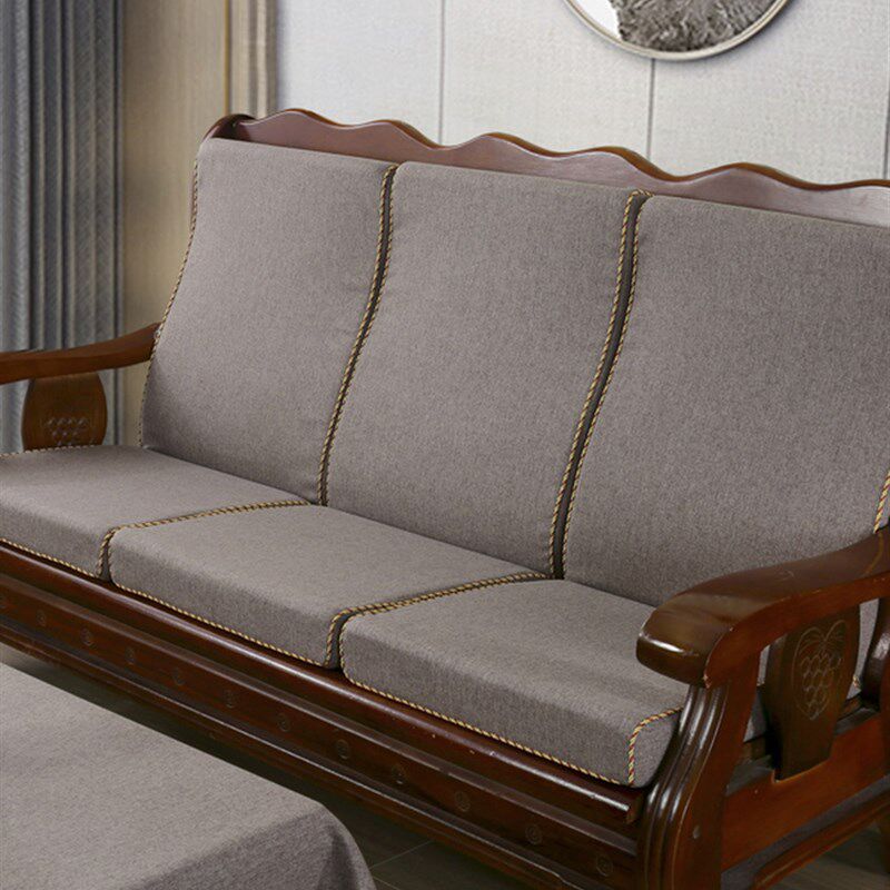 老式木沙发坐垫带靠背实木沙发垫子硬海绵垫加厚联邦椅垫防滑连体