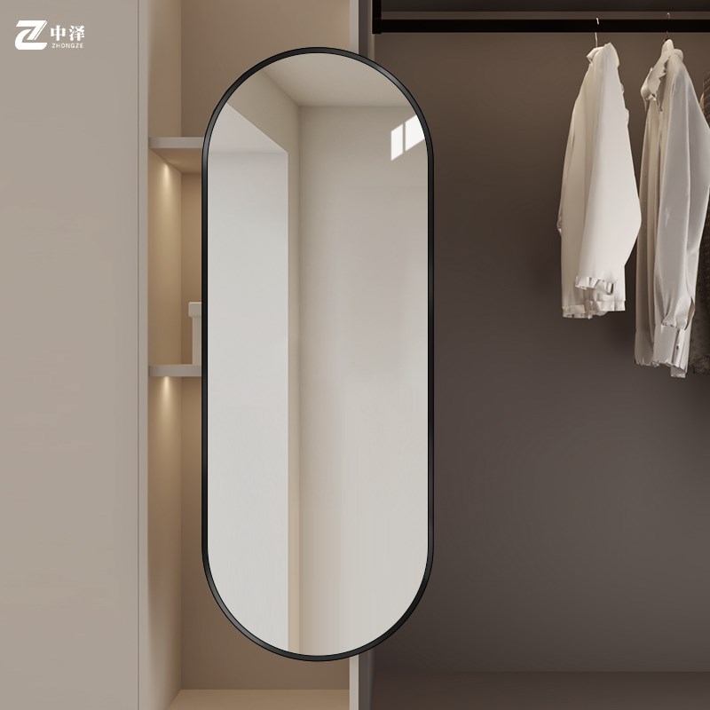 轻奢衣柜全身镜子隐藏式推拉折叠内置旋转穿衣镜内W装隐形试衣镜