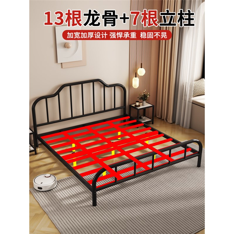 铁艺床双人床1米8家用钢架床加粗加厚单人铁架床出租房用1米5铁床