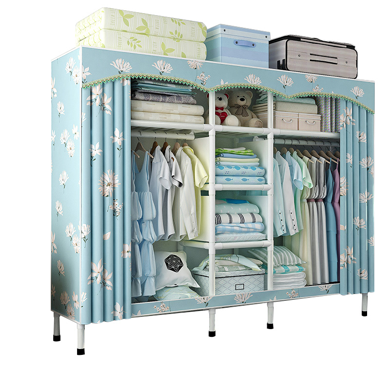 衣柜简易布衣柜钢管o加粗加固加厚组装钢架布艺衣橱简约现代经济