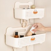 浴室挂篮免打孔置物架厕所洗漱用品整理卫生间厨房墙面壁挂收纳盒