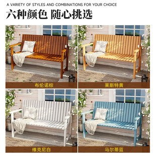 网红防腐木公园户外长椅室外花园实木靠背双人木椅子庭院景观座椅