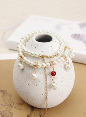 汉服项链璎珞配饰古风制珍珠软明女项圈风流苏唐长背云坦领古装宋