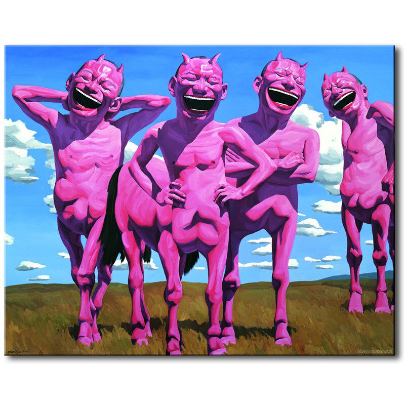 极速手绘油画定制岳敏君挂画当代艺术画卧室墙上装饰画现代客厅走