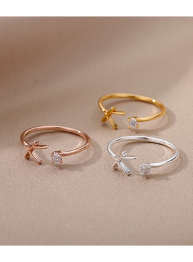 Tiny Initial Letter Rings For Women Stainless Steel Letter F