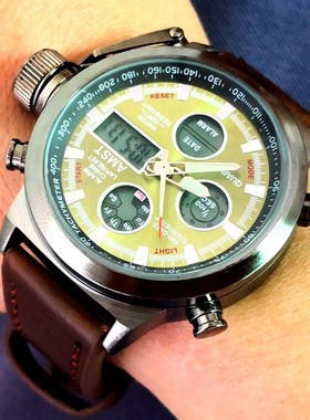 Relogio AMST Mens Watches Men Analog Digital Dual Display Wa