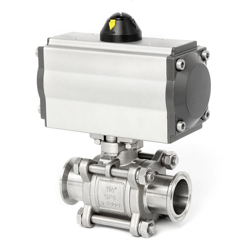 厂促304不锈钢三片式气动快装卡箍球阀Q681F16P直通球阀紧急切品