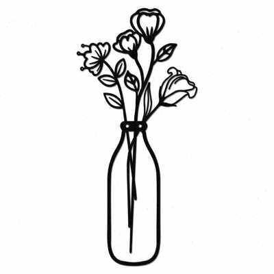 极速E7CB Metal Iron Flower Vase Wall Art Decoration Ornament
