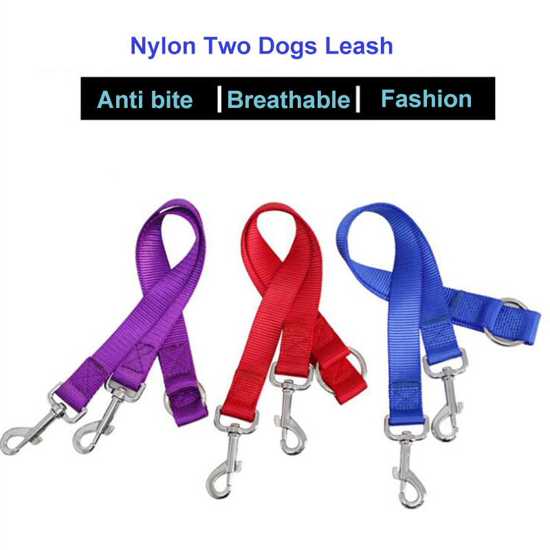 Double Twin Dual Coupler Dog Leash Two in One Strong Nylon V