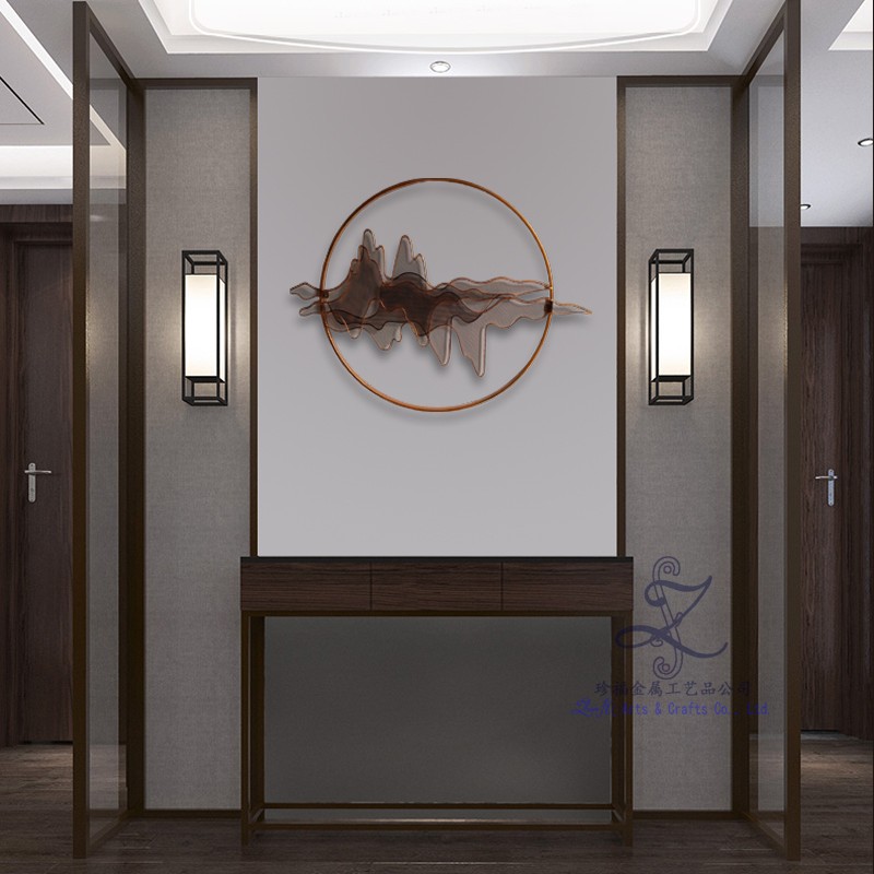 金属中式立体玄关壁饰客厅餐厅墙面装饰样板房创意墙壁挂饰装饰品