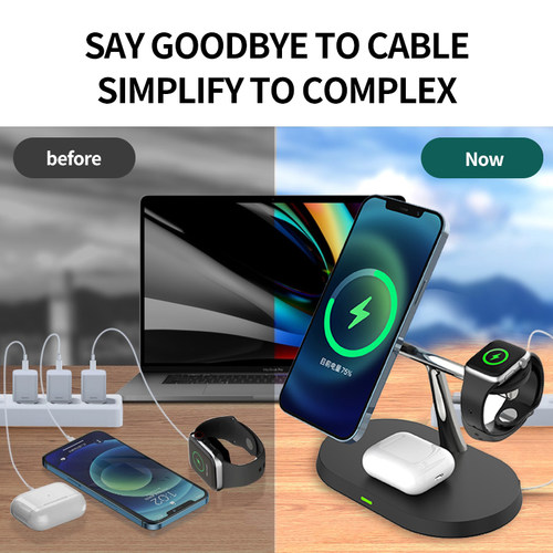 好货100W 3 in 1 Magnetic Wireless Charger Stand For Samsung