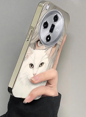 适用PHZ110手机壳OPPOPHZ110保护套OPPO型号OPP0PP0PPO新款OPPHZ外壳软全包防摔OPPOFindX7电镀透明抱猫女孩