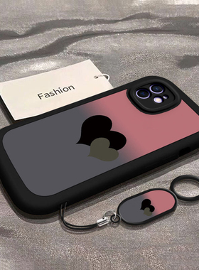 适用苹果12手机壳iPhone12Promax保护套全包防摔ipone十二mini硅胶外壳pm潮女2024新款渐变爱心平果12por挂绳