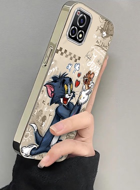 适用vivoy52s手机壳Y53S新款丫55s男女vovo y5s全包y51s防摔viviy50保护套Y55t电镀猫和老鼠viv0Y52t外壳y50t