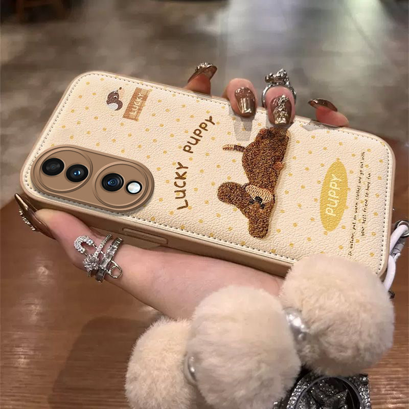 适用荣耀70手机壳华为HONOR70Pro保护套H0N0R70Pr0+新款硅胶全包防摔七十专用七零曲屏外壳可爱简约英文小狗