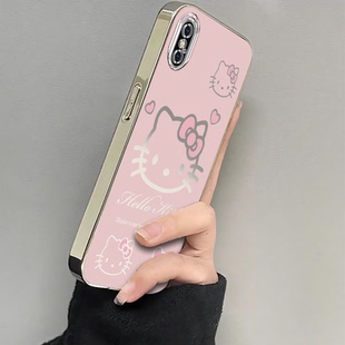 适用苹果X手机壳iPhone XS Max保护套XSMax新款外壳XMax型号专用iPX电镀粉色kt猫iPhoneXR平果叉全包防摔女款