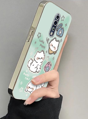 适用PCDM10手机壳PCDT10套OPPOPCDM新款OPPOPCDT外壳OPPORenoZ带手绳电镀可爱小狗全包防摔OPPO/Reno女RenoZ