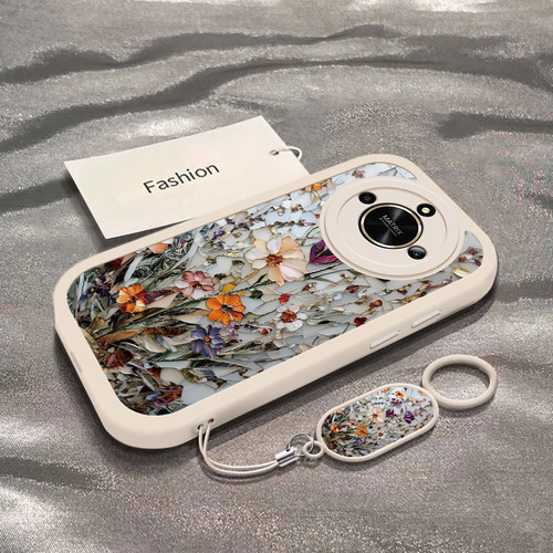 适用荣耀x50手机壳x60i新款华为x50i十碎境花卉honorx30i全包防摔外壳X40GT硅胶套女x20se清新简约x10max高级