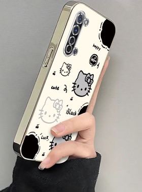 适用PDCM00手机壳PCLM50套OPPO新款Reno3元气版OPPOPDCM00硅胶OPPOPCLM全包PDCMOO防摔电镀KT猫OPPOReno35G女