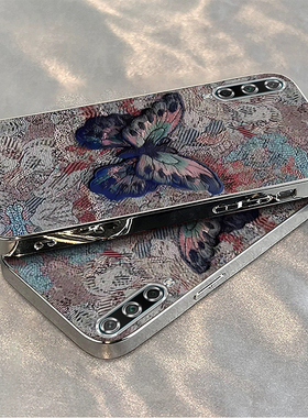 适用荣耀Play3手机壳华为HONORPlay3保护套Paly新款H0N0RPlay外壳HONOR全包防摔HONORPiay女电镀复古蝴蝶个性