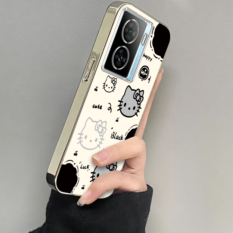 适用iQOOZ7手机壳iQOO保护套Z7X爱酷vivoiQOOZ新款i酷iQ00iQZ硅胶Z7XM全包Z7I防摔icooz电镀凯蒂猫女可爱简约